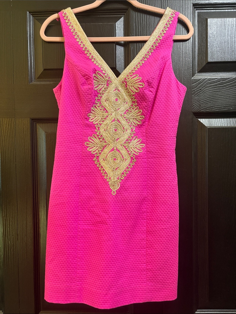 Lilly Pulitzer Hot Pink Mini Dress with Gold Embellishment